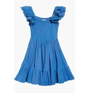 Mille Resort Bea Smocked Ruffle Mini Dress Blue Sz L